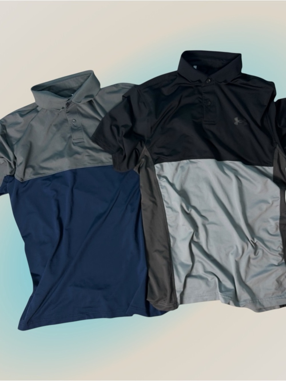 2-UNDER ARMOUR Mens  Golf Polo HeatGear Loose Fit Slate Blue/Black M